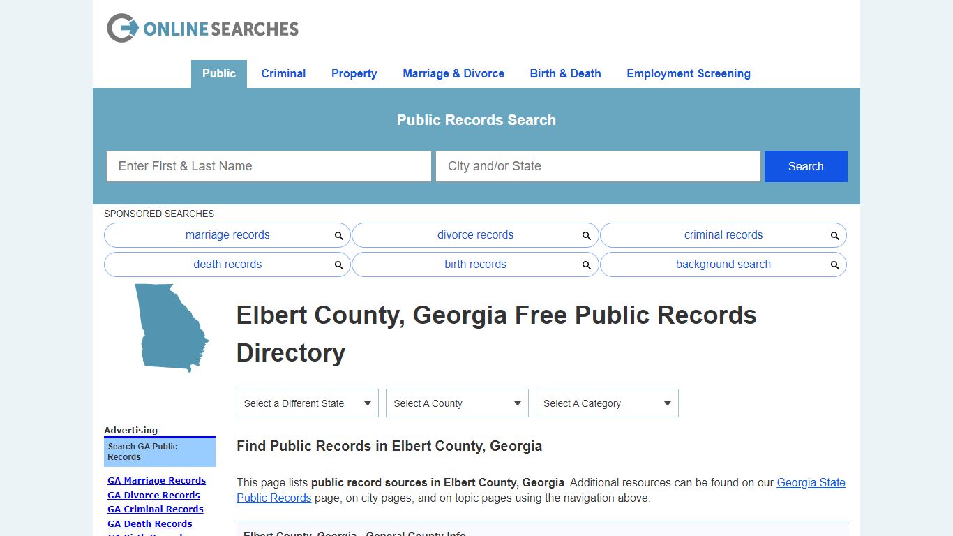 Elbert County, Georgia Public Records Directory