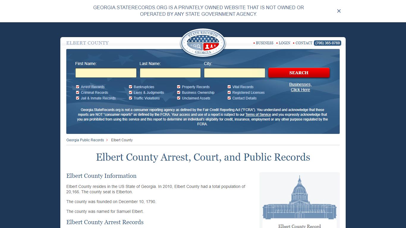 Elbert County Arrest, Court, and Public Records